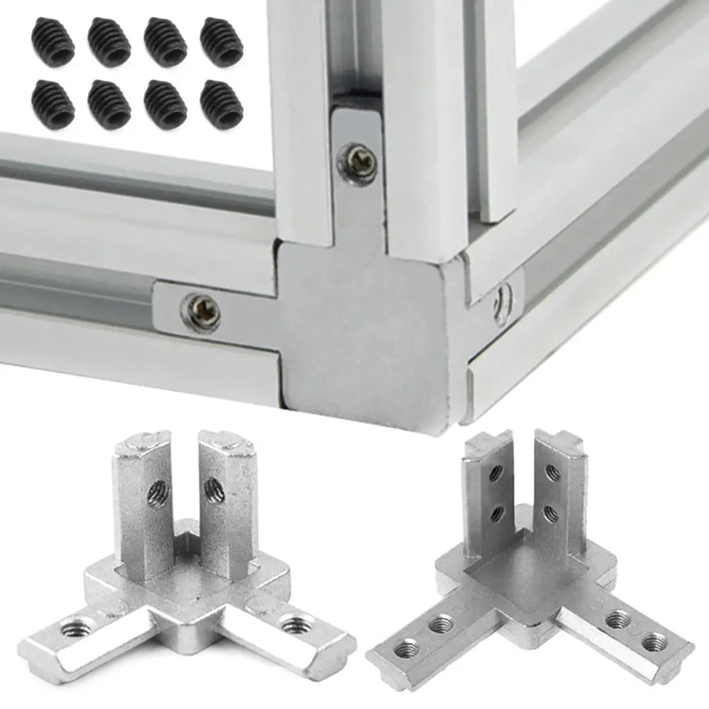 Aluminum Alloy with Screws Aluminum Extrusion Profile Bracket Connector European Standard 3-Way End Corner