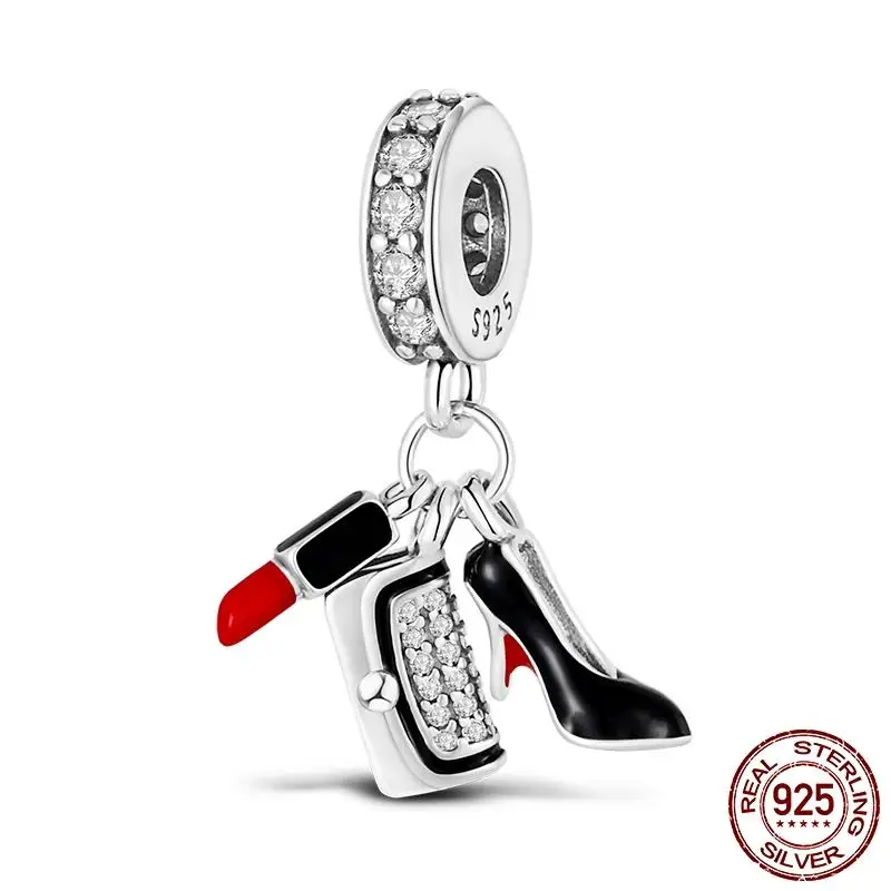 gold jewellery HOT SALE 925 Silver Lipstick High Heels Charm Beads Fit Original Pandora Bracelet Silver 925 Jewelry Making For Friend Wife Gift jewellery set