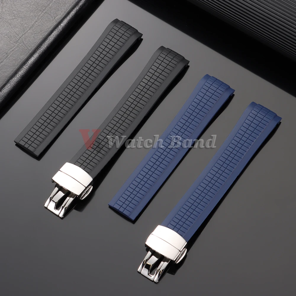 Curved End Durable Silicone Watch Strap 21mm - Grenade Anti-Dust Rubber Strap