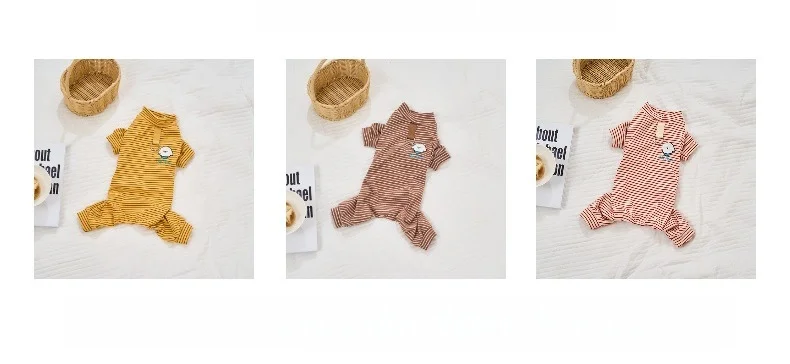 Randig hundpyjamas i fleece vinteroverall för hundar_voghion.com