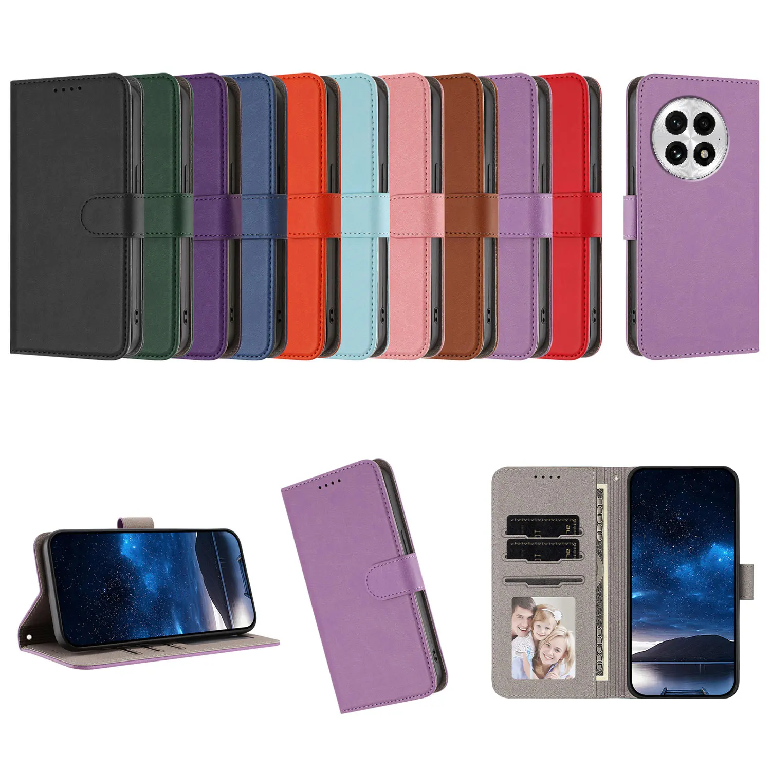 Premium Magnetic Leather Flip Wallet Case with Photo Frame and Back Cover Design