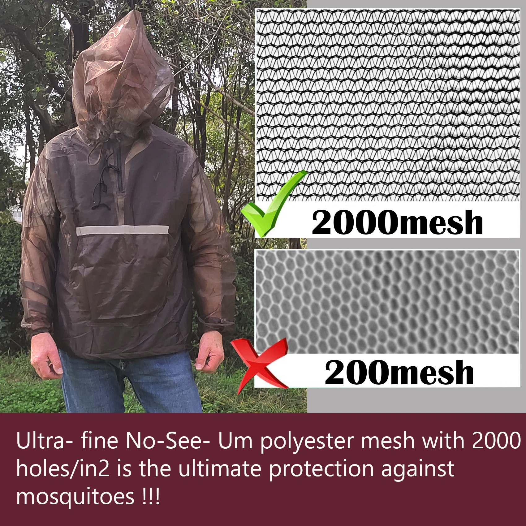 00s mesh hoodie Mosquito parka Insect Repellent Men's Sport Mesh