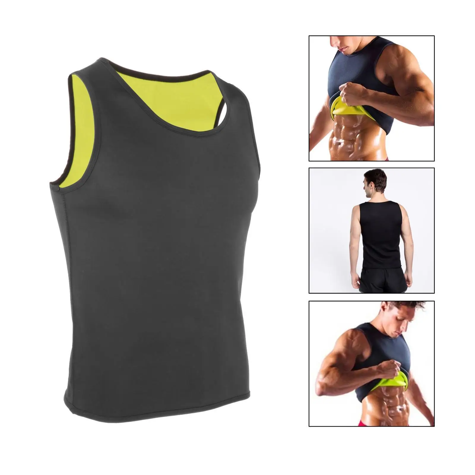 Mens Sauna Vest Burner Sweat Tank Top Waist Trainer Slimming Home Gym