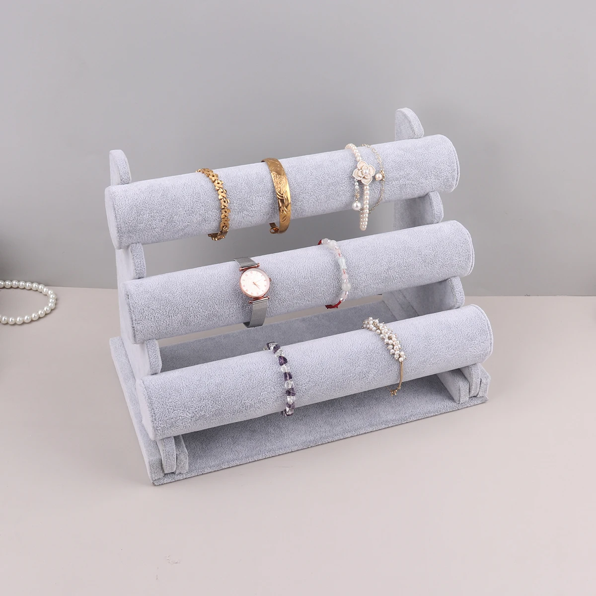 Hot Sale Three-layer Black/Gray Bracelet Jewelry Watch Display Stand Desktop Storage Props Jewelry Storage Stand