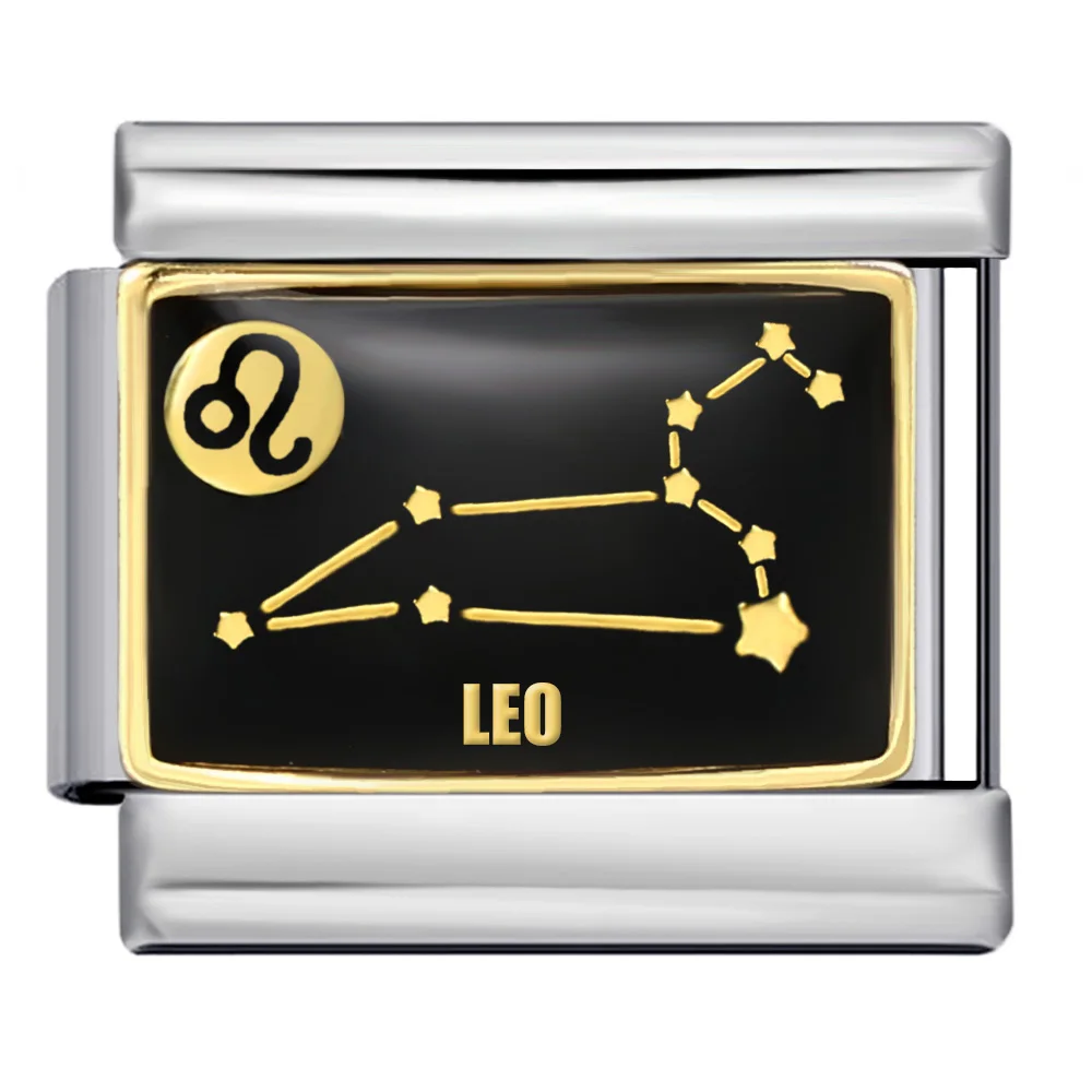 Trend Sternzeichen, schwarzer Stil, 12 Sternbilder, italienischer Charm-Link, passend für 9 mm Edelstahl-Schmuckherstellung, DIY-Armband für Damen und Herren – Detail 3