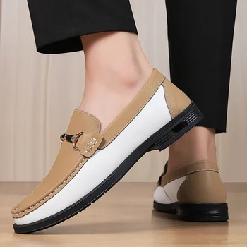 Stile britannico scava fuori moda scarpe in vera pelle da uomo mocassini estivi traspiranti da esterno calzature casual morbide e comode in pelle 1