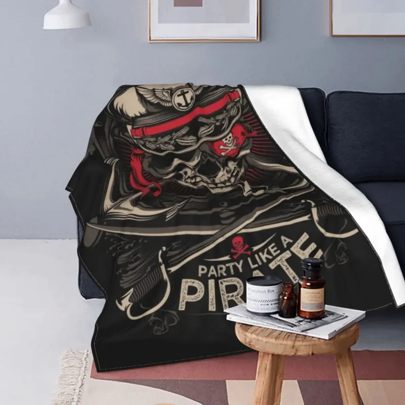 

Fleece Work Like A Captain Party Like A Pirate Throw Blanket Flannel Nautical Skull Sailor Blankets for Bed Sofa Bedspreads
