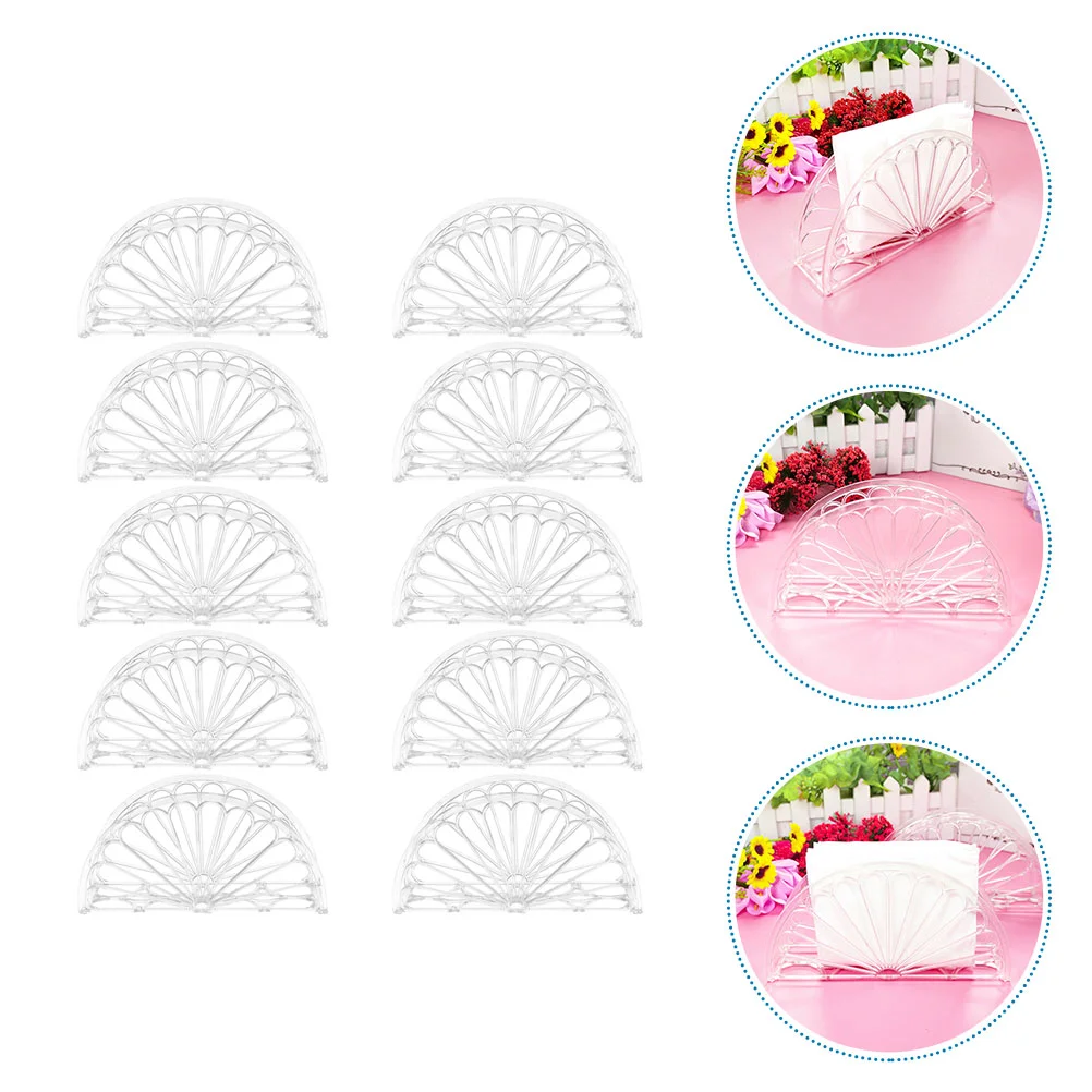 10pcs Tray Transparent -shaped Vertical Napkin Holder Paper TowelNapkins Plastic Dinning Table