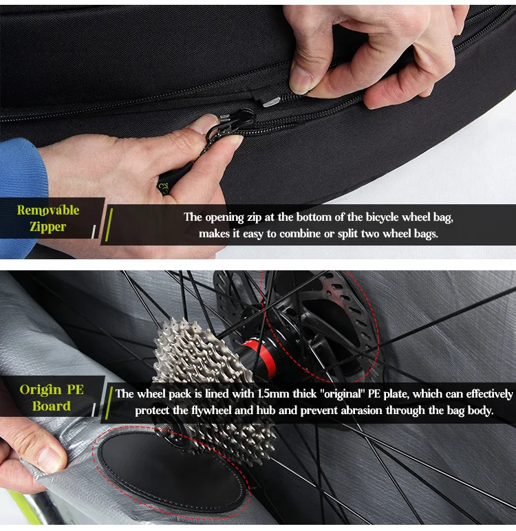 NOOYAH Fahrradradtasche Fahrradrenn Ersatzrad Transporttasche 3 Lagiger Stoffschutz Reifenpackung 2 in 1 Fahrradzubehör – Detail 18