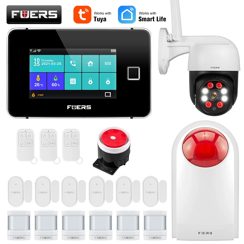 remote panic button Fuers 4.3 Inch TFT Screen Alarm WIFI GSM Smart Home Burglar Security Alarm System Tuya Smart Life APP Control Motion Sensor zigbee siren alarm Alarms & Sensors