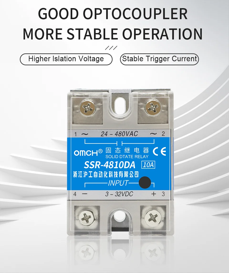 SSR-10DA SSR-25DA 10A 25A 40AOMCH твердотельный релейный модуль 3-32 В ...