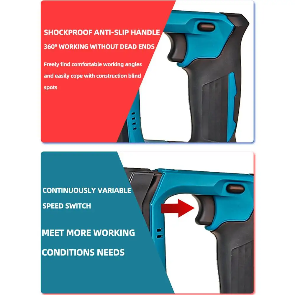 Brushless Electric Hammer Drill 4800ipm Rechargeable Cordless Rotary Hammer Drilling and Chiseling Tool for Makita 18V Battery 5
