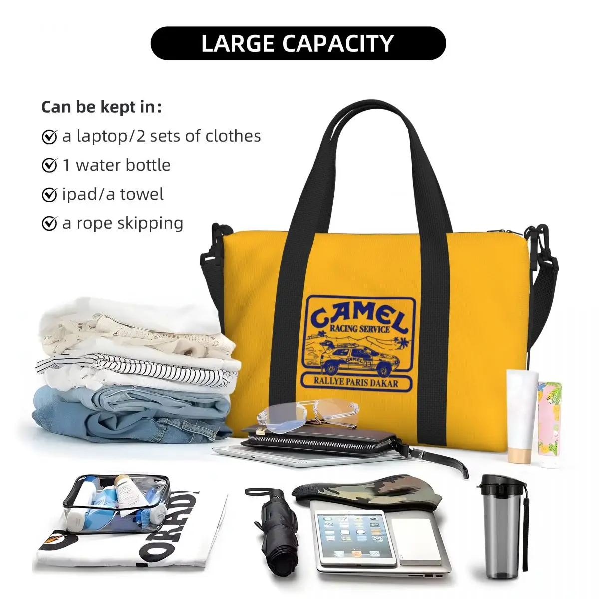 Trophys-Camel Beach Tote Bag for Women Big Compartment Beach Gym Travel Bags
