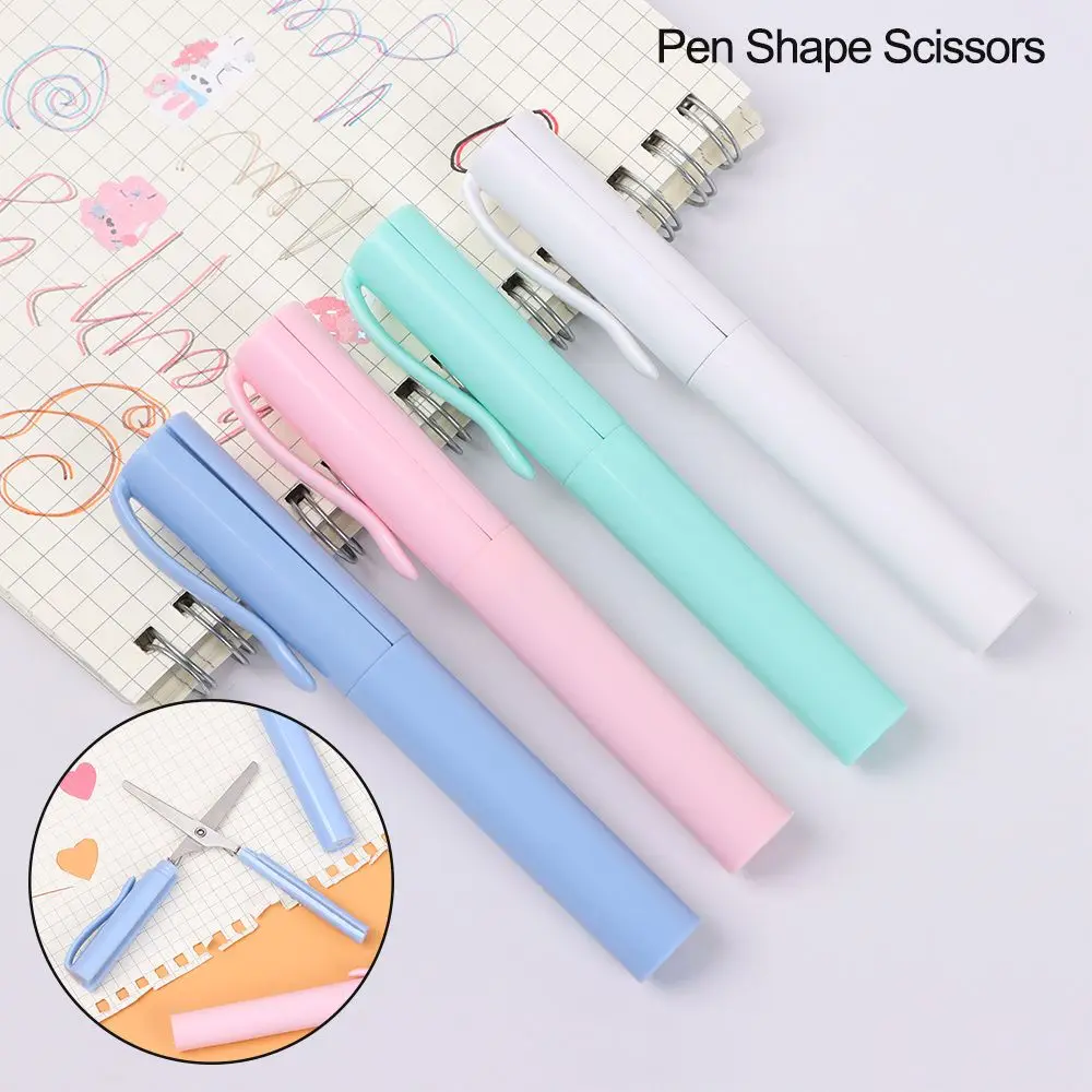 Multifunction Paper-Cutting Art Tool Pen Shape Scissors Folding Scissors School Office Supplies Portable Stationery stationery scissors portable scissors cutter