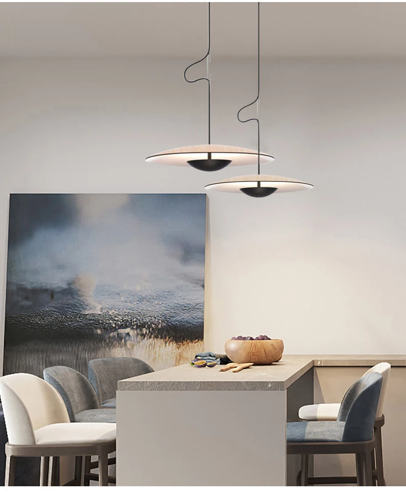 Modern Led Pendant Light Kitchen Black Round Cafe Nordic Study Living Room Bedroom Bedside Indoor Home Lighting Ufo Hanging Lamp • Colma.do™ • 2023 •