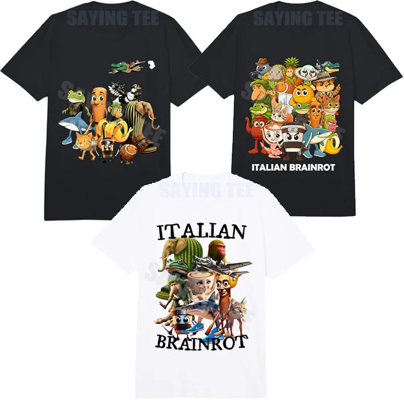2026 Neuerscheinung Italienisches BRAINROT Alle Charaktere Niedliches Weiches Komfort-T-Shirt Y2k Humor Cartoon Tralalelo Tralala Ästhetische Kleidung