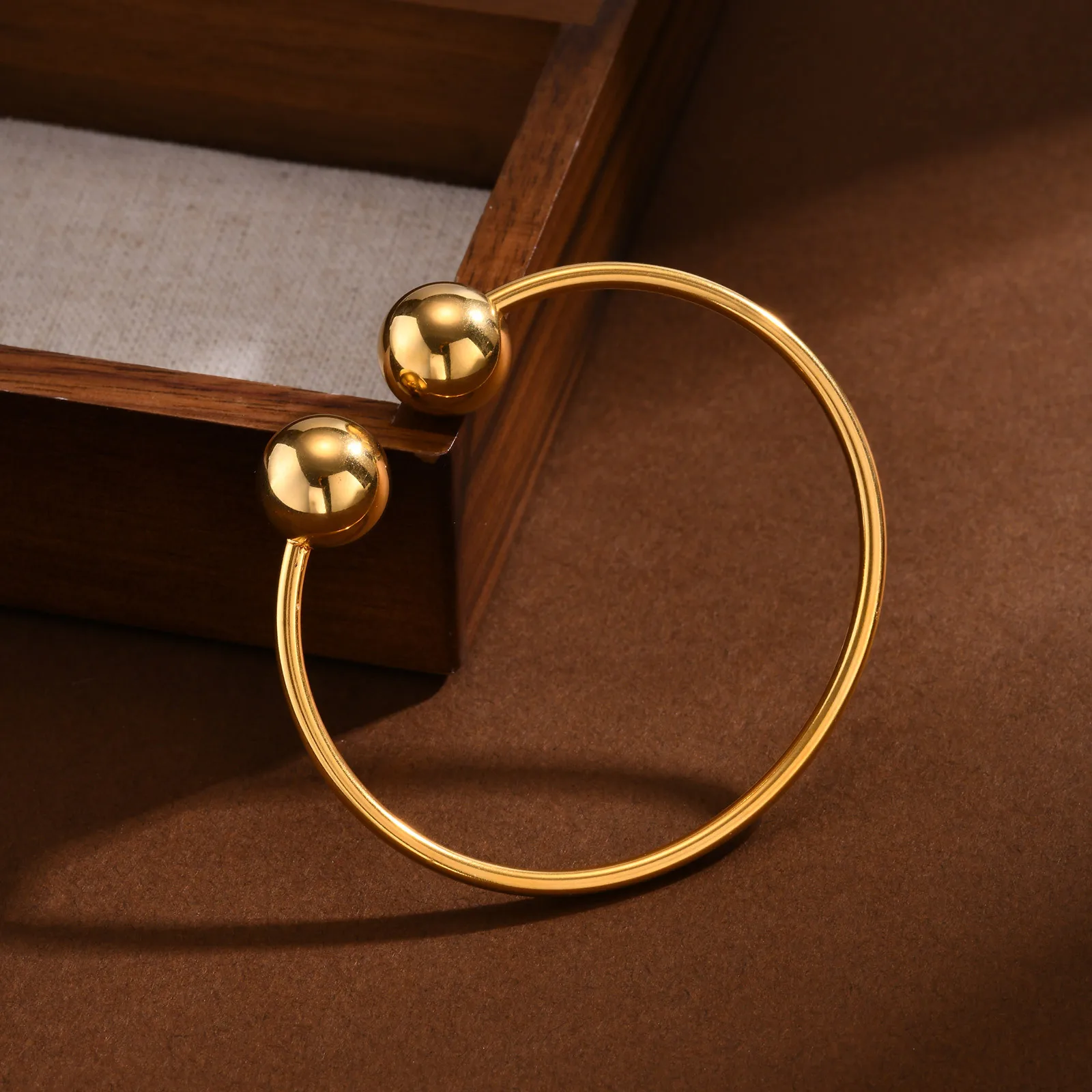 Open Bangle Double Ball Open Bangle Bracelets for Women Gift,stainless Steel ...