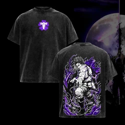 Vintage Washed Gothic Black Clover Anime Oversized T - Shirt - Unisex Summer Cotton Tee - S (Black)