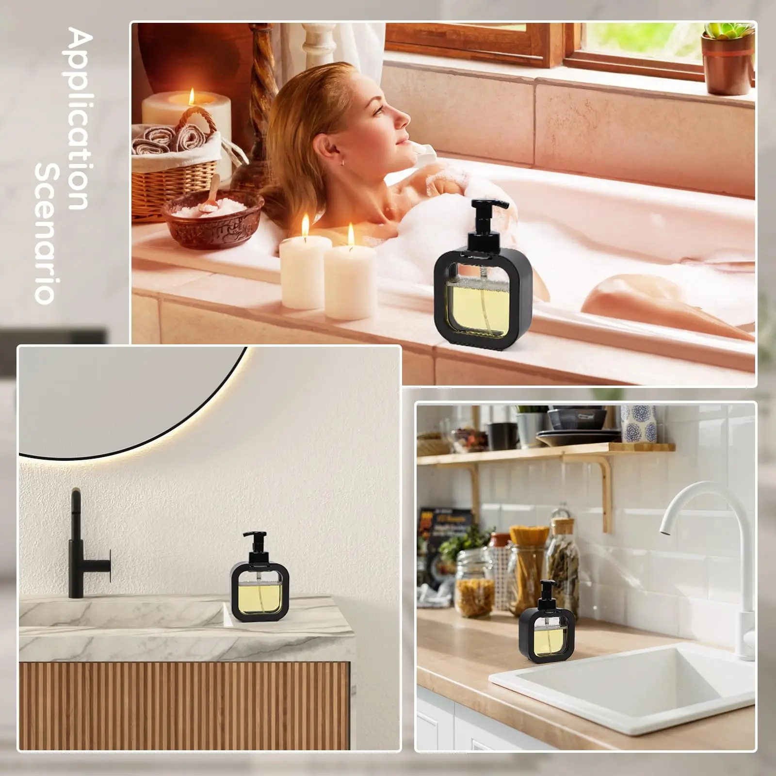 Soap Dispenser Foam Pump Bottle Refillable Bottle Foaming Soap Dispenser Soap Dispenser Bottle Foaming Hand Soap Dispenser Empty Refillable Large Square Plastic 17 oz Foam Bottle