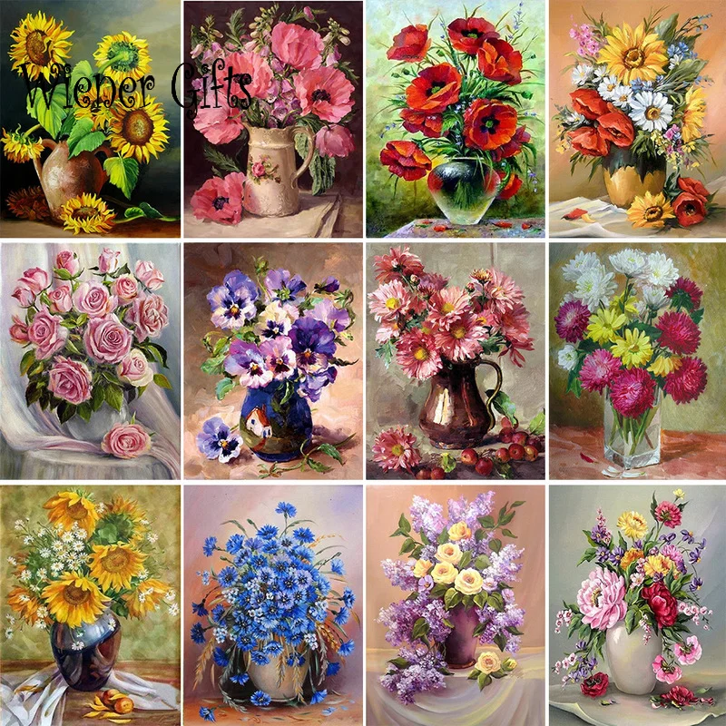 Floral 5D DIY Diamond Painting Kits Animal Landscape Cross Embroidery Full Round Mosaic Home Decor Gift