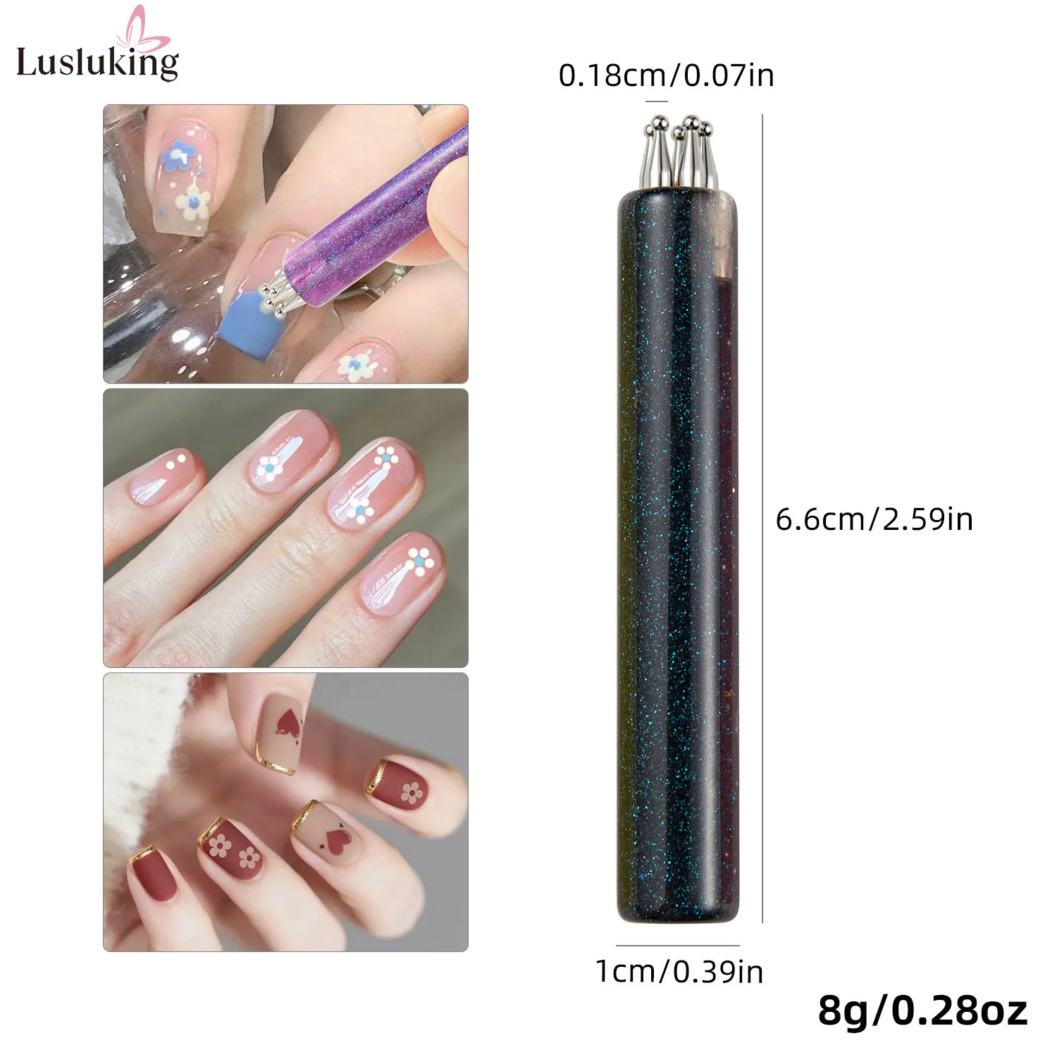 DIY Nail Art 5-Petal Dotting Tool Flower Creator 1.8mm Fine Tip Rhinestone
