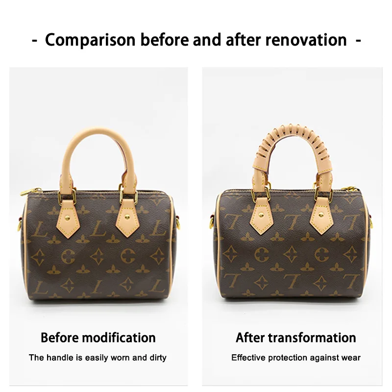 EverToner With plant-tanned Leather Handle Protector Strap Cover for Round Handles for Speedy20 25 30 Bag Accessories