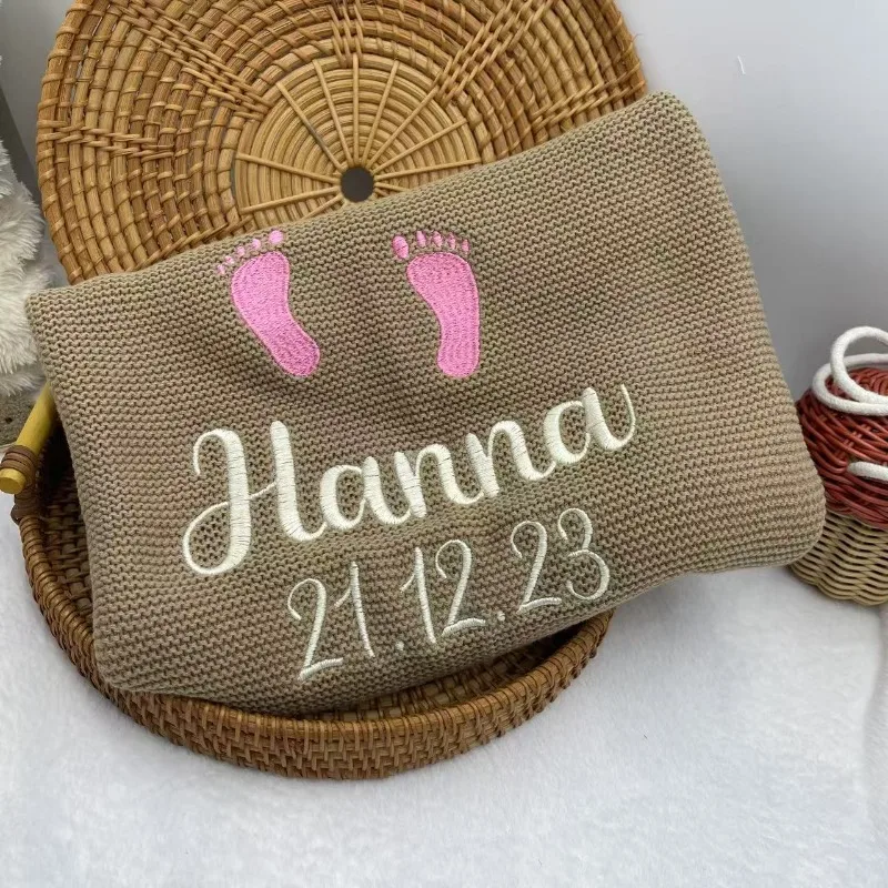 Personalized Custom Name Baby Blanket for Newborn Soft Knit Nursery Blanket Unique Gift for Baby Showers Christening Birthdays 4