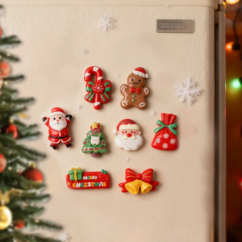 10/20/50 stücke Weihnachten Kühlschrank Magnet Geschenk Lebensmittel Figur Harz Kühlschrank Whiteboard Aufkleber Diy Dekoration Küche Zubehör – Detail 7