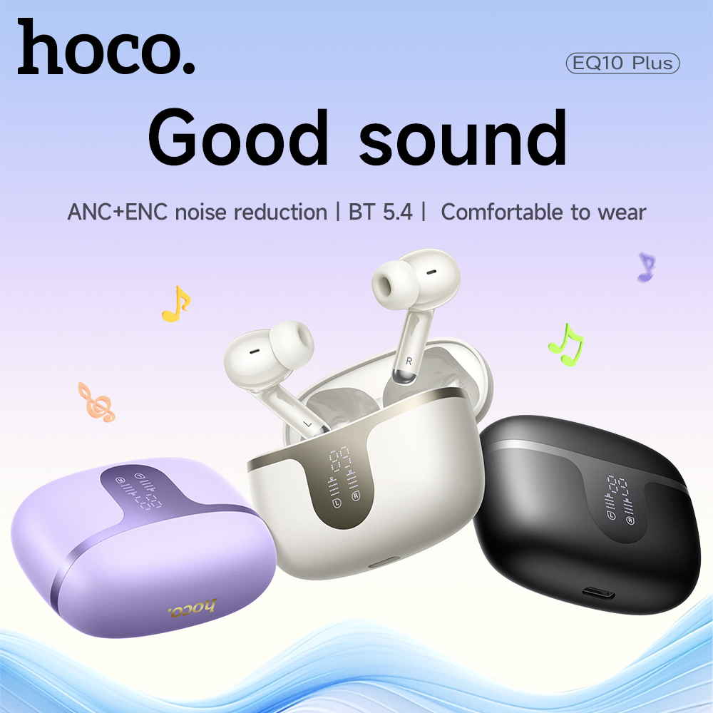 HOCO ANC+ENC Noise Reduction BT Earphone Hi-Fi Sound Quality True Wireless In Ear Headset With LED Power Display for iphone 16