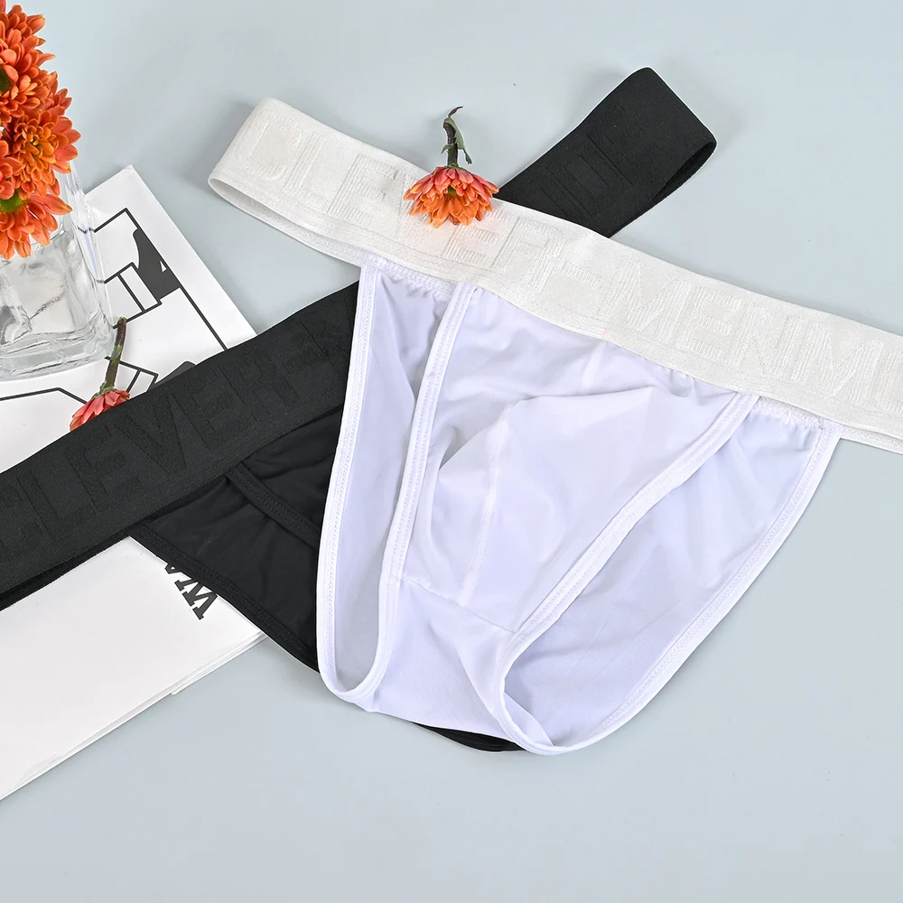 CLEVER-MENMODE Sports High Rise Briefs Men's Slips Comfortable Mini Underwear See Through Breathable Training Underpants sports shorts