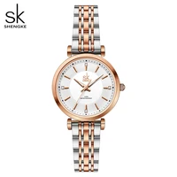 Shengke sk Watch Fashion Women Watches Black Leather Strap Woman's Quartz Wristwatches Ladies Colorful Clock Relogio Feminino 1