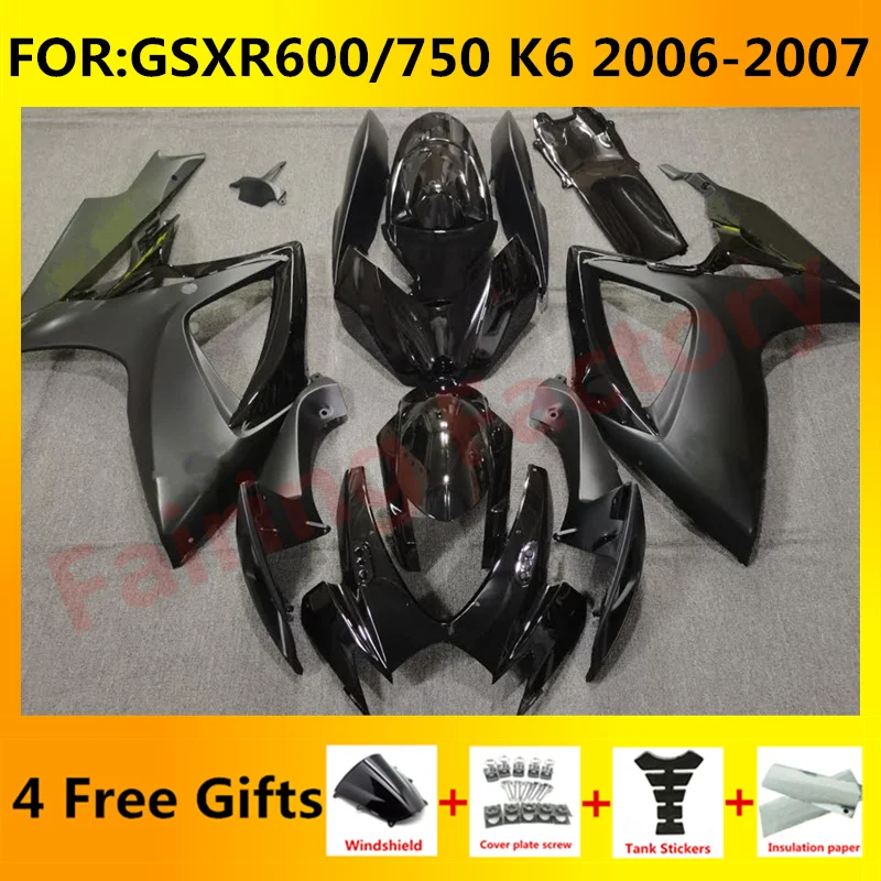 

NEW ABS Motorcycle Whole Fairing kit fit for GSXR600 750 06 07 GSXR 600 GSX-R750 K6 2006 2007 body full Fairings kits set black