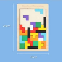 1 Set Wooden Blocks Puzzle Brain Teasers Toy Tangram Jigsaw Intelligence Colorful 3D Russian Blocks Montessori Educational 6