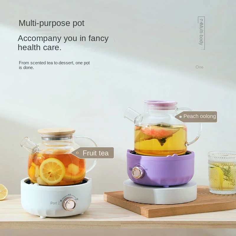 220V 1L Electric Health Preserving Pot Glass Water Boiling Kettle Teapot Fruit Tea Dessert Cooking Pot Multi Cooker 2