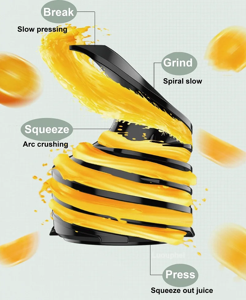 200W Electric Slow Juicer Automatic Large Caliber Original Juicer Orange Celery Juicer Residue Juice Separation Fruit Juicer 2L 5