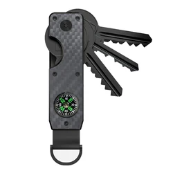 Sleek Metallic Key Holder - Minimalist & Compact Key Organizer | Smart Secure Keychain | Holds 2 - 6 Keys (Carbon fiber)