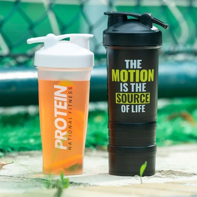 Protein Powder Shaker Cup400/600/650ml with Metal Stirrer Fitness Sports Mixing Bottle Portable Leak Proof Plastic Cup Drinkware 2