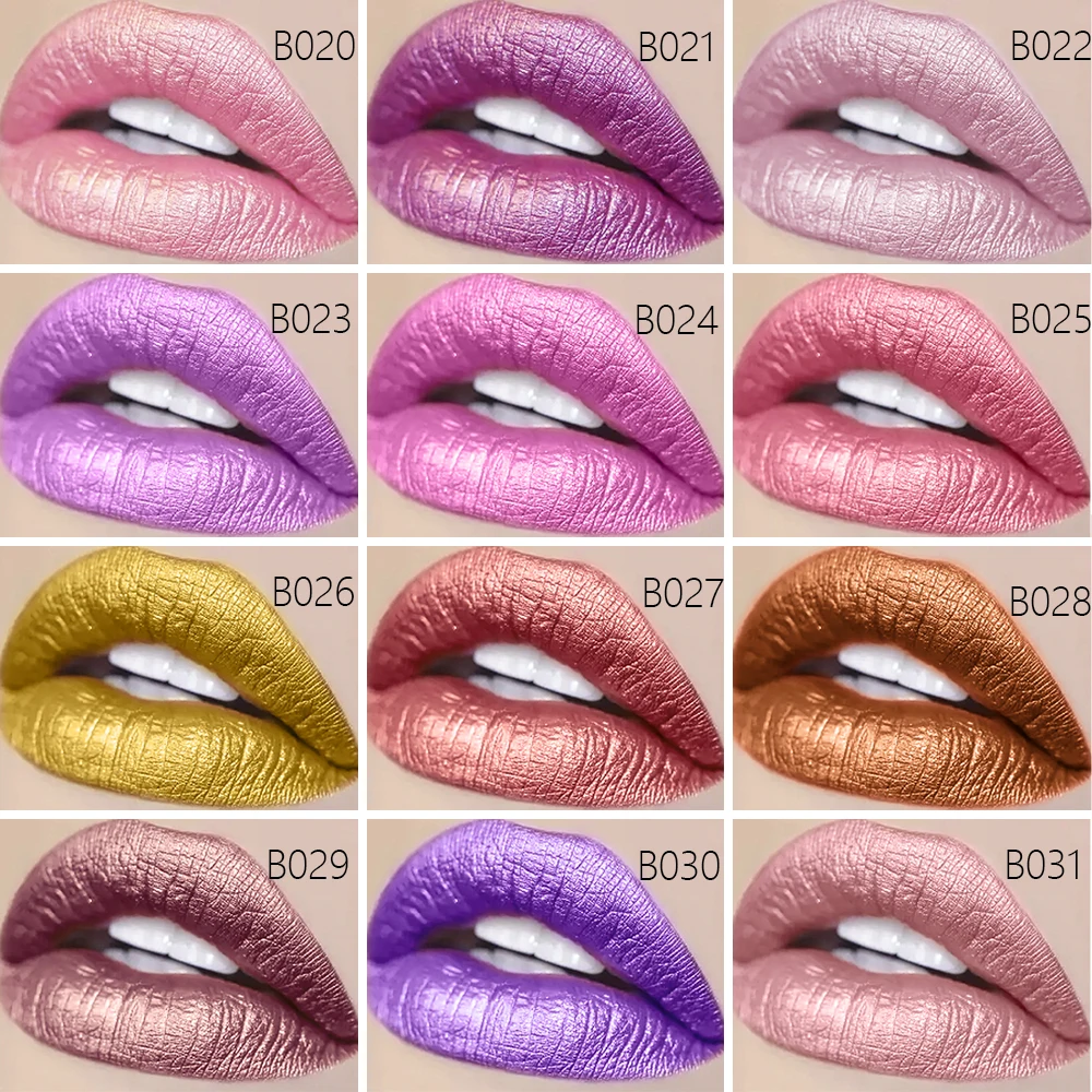 Metallic Shine Purple Pink Lipstick For Women High Impact Lip Color Moisturizing Creamy Formula 2Pcs Shimmer Matte Lipstick Set