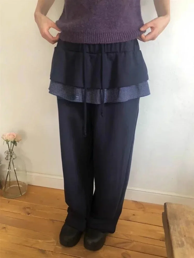 2025 New Bottoms Women Fashion Japanese Sweatpants Pantalon Streetwear Joggers Femme Patchwork Plaid Casual Straight Y2k Pants 4
