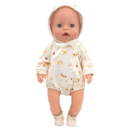 Charming Doll Bear Jumpsuit & Hat Outfit Set - Perfect Gift (White)