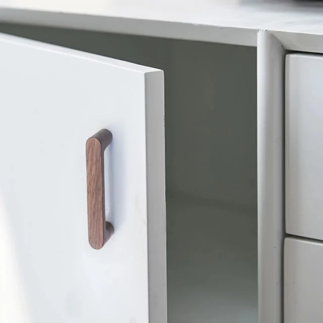 Nordic ไม้ตู้จับไม้ประตูห้องครัว Dresser ตู้เสื้อผ้า Knobs ตู้ลิ้นชักดึงเฟอร์นิเจอร์ Handles 6