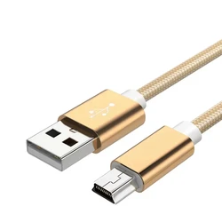 Braided Fast Charging & Data Transfer Mini USB to USB - A Cable - Portable and Durable - 1m (Gold)
