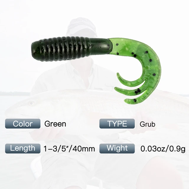 20pcs Fishing Soft Plastic Lure Grub Worm 40mm Drop Shot Rig
