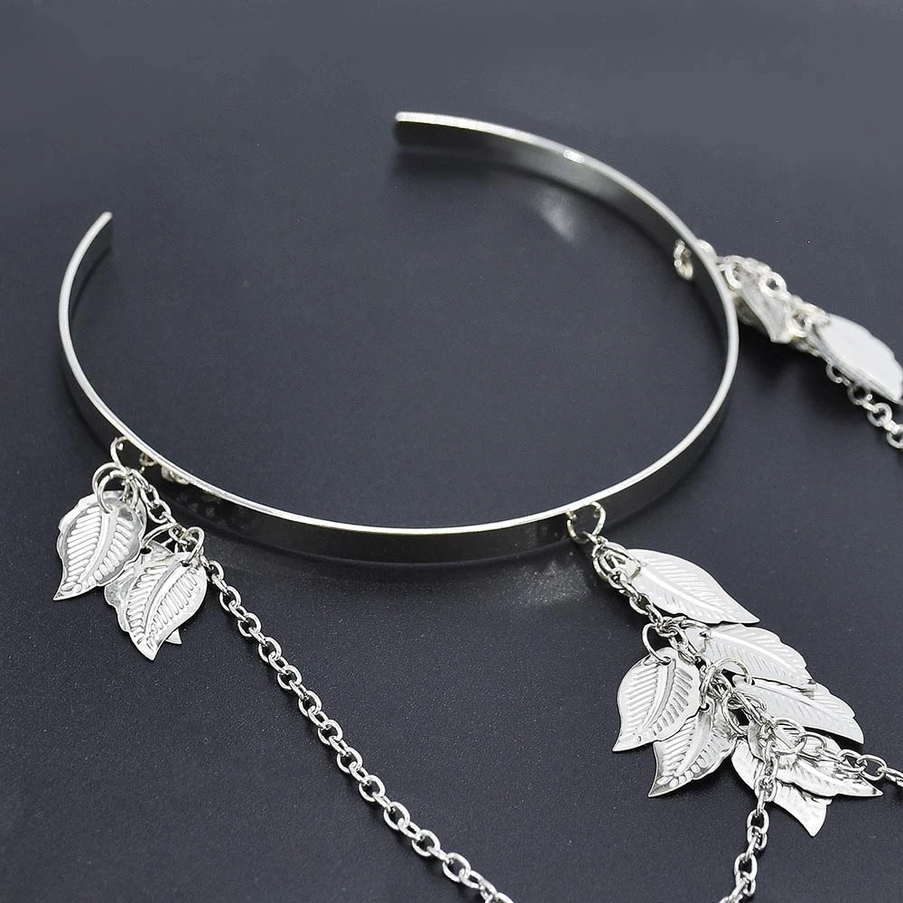 Gold Color Leaf Open Bangles Cuff Bracelet For Women Swirl Charm Armlet Greek Goddess Arm Bracelets Female Jewelry Accessories