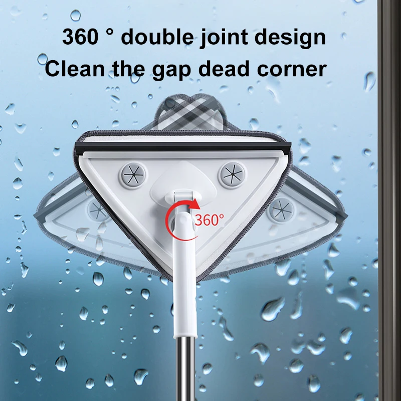 Window Cleaning Tool Triangle Glass Wiper Telescopic Rod