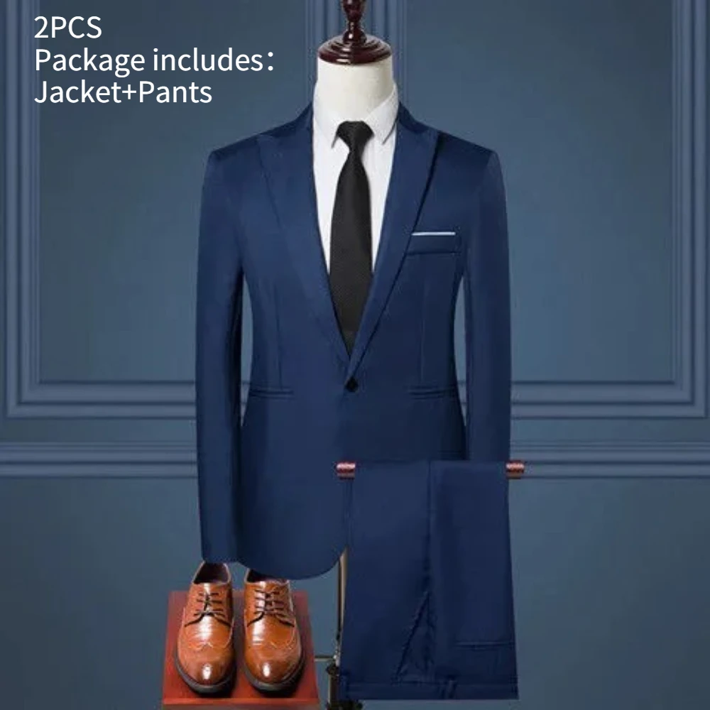 طقم بدلة رجالي قطعين (جاكيت وبنطال) بتصميم ضيق (Slim Fit) - أنيق ومناسب للمناسبات والأعراس Seb30997deac14e72a199c67a803abd2c0
