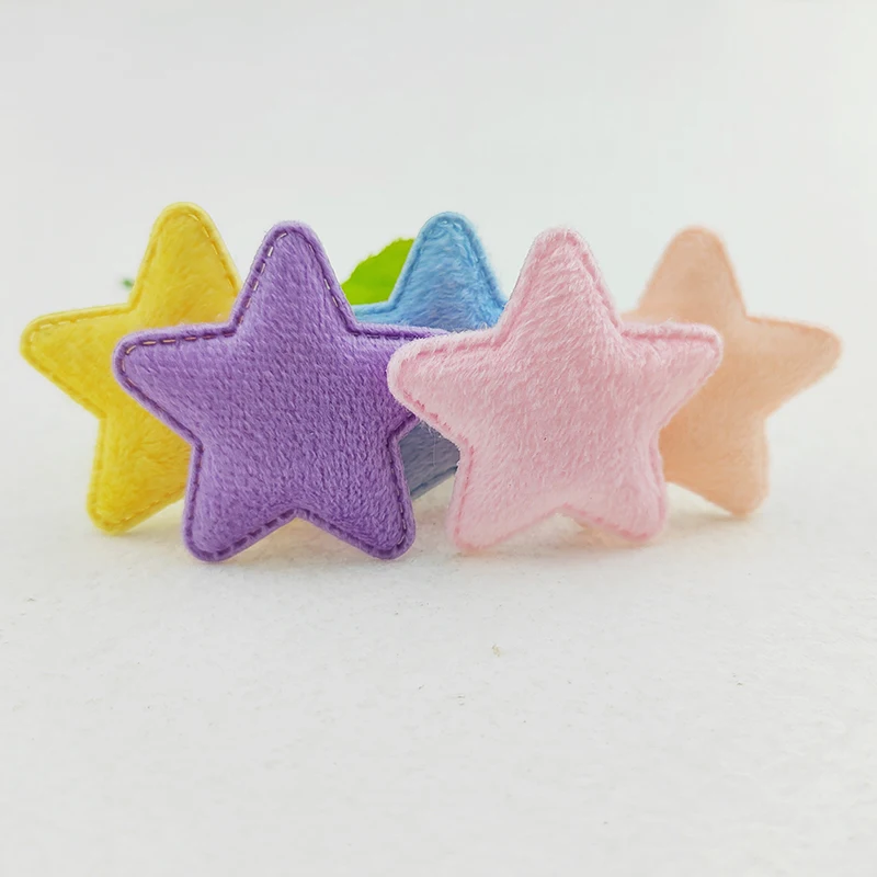 60Pcs 5CM Pelzigen Filz Sterne Gepolsterte Appliques Für Baby Kleidung Socke Hut Nähen DIY Headwear Bogen Zubehör Patches – Detail 4