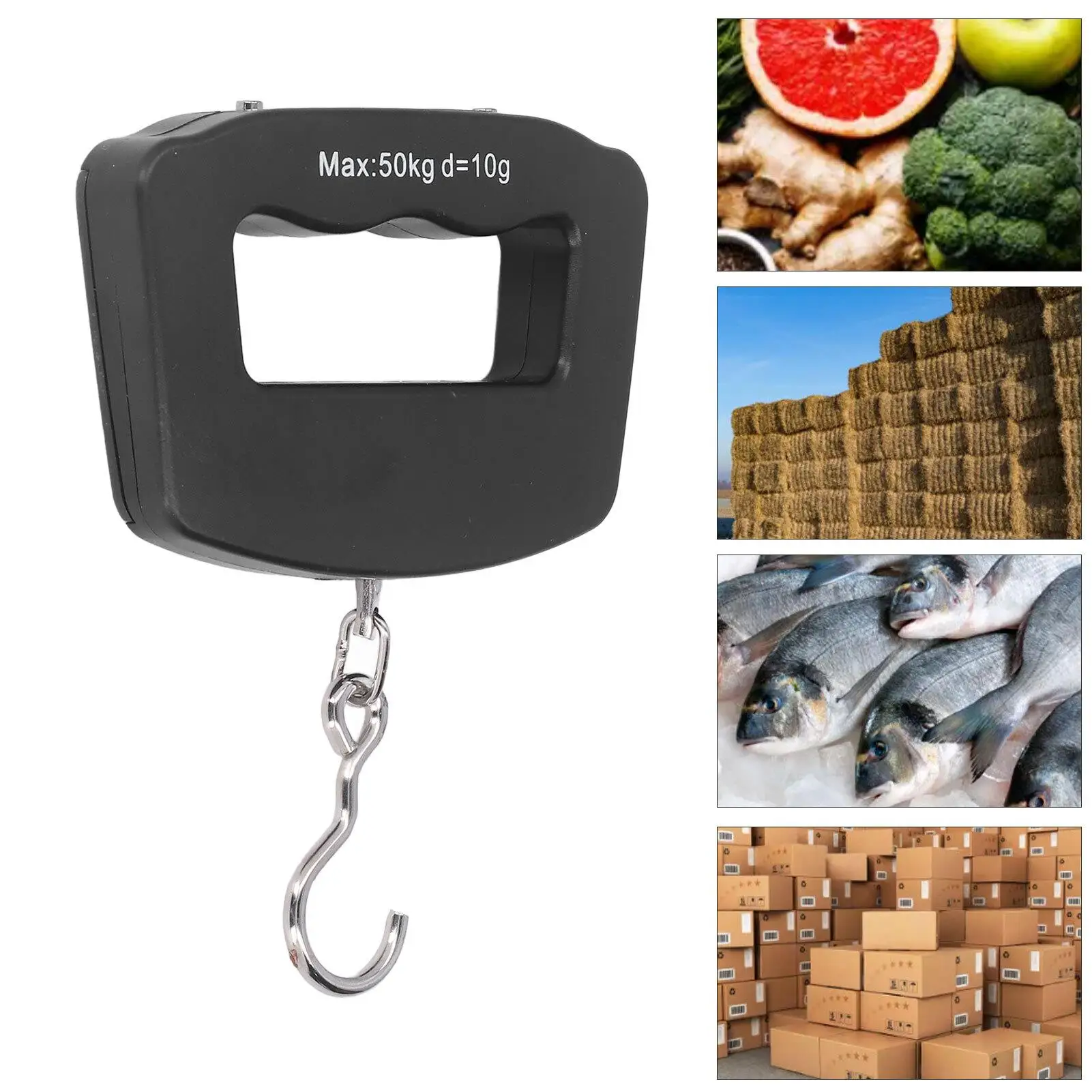 50kg Digital Hanging Scale with Hook-LCD Display, Unit Conversion Electronic Hook Scale for Fishing & for shopping