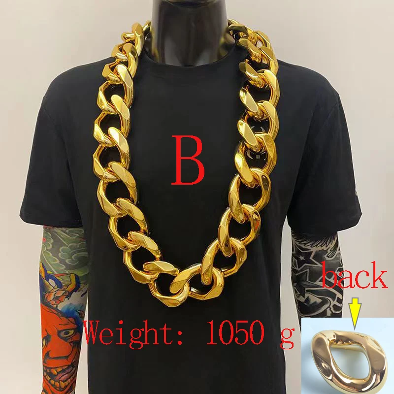 Hip Hop Gold Color Big Acrylic Chunky Chain Necklace For Men