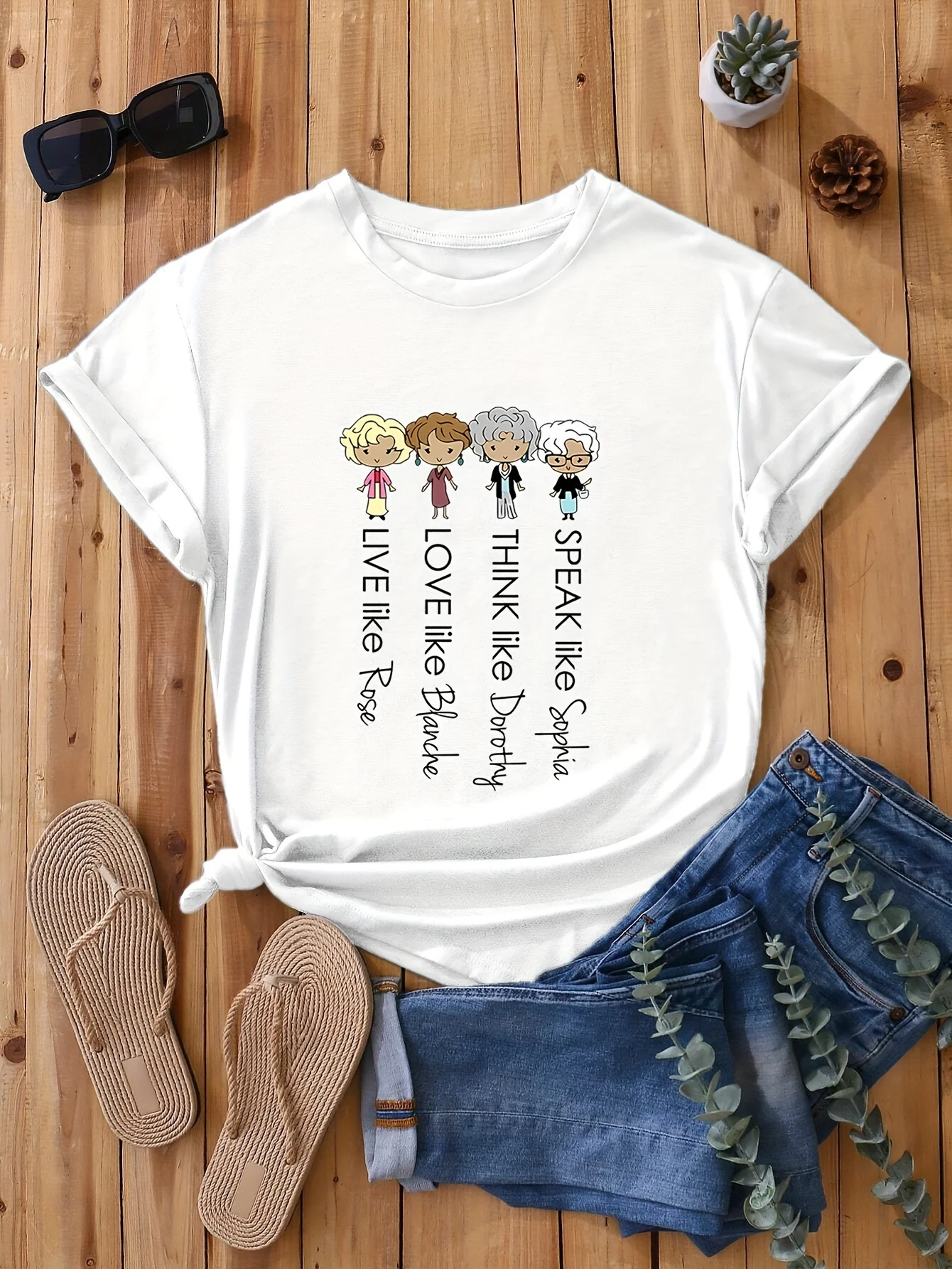 

Graphic & Letter Print T-shirt, Casual Short Sleeve Crew Neck Top For Spring & Summer, Women's Clothing